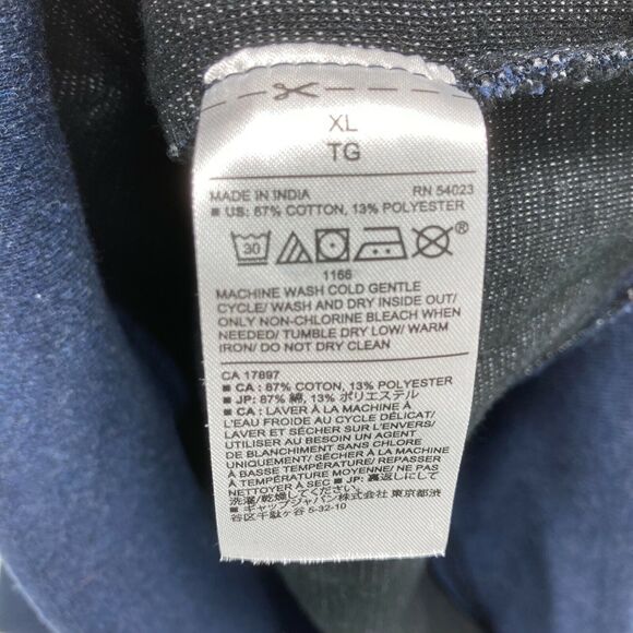 Banana Republic Men’s Dark Blue 100% Cotton Sweater Pullover Cowl Neck Size XL - Picture 7 of 7